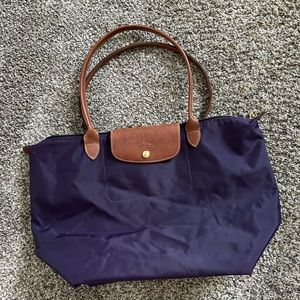 LONGCHAMP deep purple long strap tote